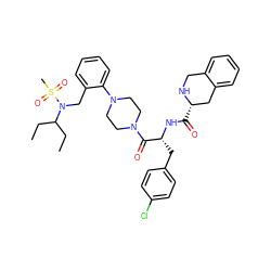 CCC(CC)N(Cc1ccccc1N1CCN(C(=O)[C@@H](Cc2ccc(Cl)cc2)NC(=O)[C@H]2Cc3ccccc3CN2)CC1)S(C)(=O)=O ZINC000027210442