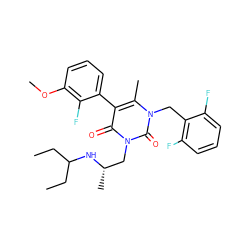 CCC(CC)N[C@@H](C)Cn1c(=O)c(-c2cccc(OC)c2F)c(C)n(Cc2c(F)cccc2F)c1=O ZINC000003842303