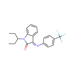 CCC(CC)N1C(=O)/C(=N/c2ccc(C(F)(F)F)cc2)c2ccccc21 ZINC000036185052