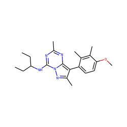 CCC(CC)Nc1nc(C)nc2c(-c3ccc(OC)c(C)c3C)c(C)nn12 ZINC000040402172