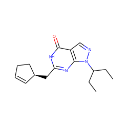 CCC(CC)n1ncc2c(=O)[nH]c(C[C@H]3C=CCC3)nc21 ZINC000146363236