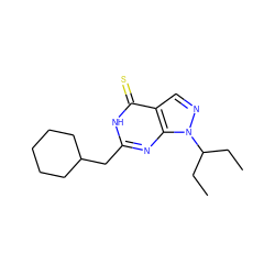 CCC(CC)n1ncc2c(=S)[nH]c(CC3CCCCC3)nc21 ZINC000145548307