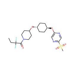 CCC(F)(F)C(=O)N1CCC(O[C@H]2CC[C@H](Oc3cnc(S(C)(=O)=O)cn3)CC2)CC1 ZINC000473105296