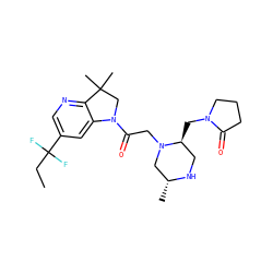 CCC(F)(F)c1cnc2c(c1)N(C(=O)CN1C[C@@H](C)NC[C@@H]1CN1CCCC1=O)CC2(C)C ZINC000219004791