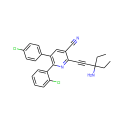 CCC(N)(C#Cc1nc(-c2ccccc2Cl)c(-c2ccc(Cl)cc2)cc1C#N)CC ZINC000028903049