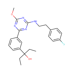 CCC(O)(CC)c1cccc(-c2nc(NCCc3ccc(F)cc3)nc(OC)n2)c1 ZINC000206768464