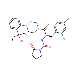 CCC(O)(CC)c1ccccc1N1CCN(C(=O)[C@@H](Cc2ccc(Cl)cc2Cl)NC(=O)N2CCCC2=O)CC1 ZINC000044360677