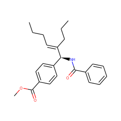 CCC/C=C(\CCC)[C@@H](NC(=O)c1ccccc1)c1ccc(C(=O)OC)cc1 ZINC000034148317