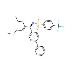 CCC/C=C(\CCC)[C@@H](NS(=O)(=O)c1ccc(C(F)(F)F)cc1)c1ccc(-c2ccccc2)cc1 ZINC000034148362