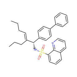 CCC/C=C(\CCC)[C@@H](NS(=O)(=O)c1cccc2cccnc12)c1ccc(-c2ccccc2)cc1 ZINC000034148354