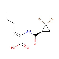 CCC/C=C(\NC(=O)[C@@H]1CC1(Br)Br)C(=O)O ZINC000026020527