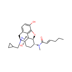 CCC/C=C/C(=O)N(C)[C@@H]1CC[C@@]2(O)[C@H]3Cc4ccc(O)c5c4[C@@]2(CCN3CC2CC2)[C@H]1O5 ZINC000040861489