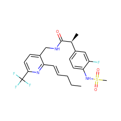 CCC/C=C/c1nc(C(F)(F)F)ccc1CNC(=O)[C@@H](C)c1ccc(NS(C)(=O)=O)c(F)c1 ZINC000060328834