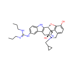 CCC/N=C(\NCCC)Nc1ccc2[nH]c3c(c2c1)C[C@@]1(O)[C@H]2Cc4ccc(O)c5c4[C@@]1(CCN2CC1CC1)[C@H]3O5 ZINC000027631961