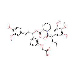 CCC[C@@H](C(=O)N1CCCC[C@H]1C(=O)O[C@@H](CCc1ccc(OC)c(OC)c1)c1cccc(OCC(=O)O)c1)c1cc(OC)c(OC)c(OC)c1 ZINC000034799766