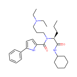 CCC[C@@H](C(=O)NC1CCCCC1)N(CCCN(CC)CC)C(=O)c1ccc(-c2ccccc2)[nH]1 ZINC000006501133