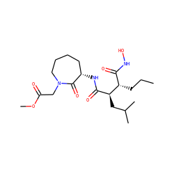 CCC[C@@H](C(=O)NO)[C@@H](CC(C)C)C(=O)N[C@H]1CCCCN(CC(=O)OC)C1=O ZINC000026170651
