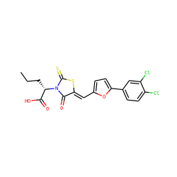 CCC[C@@H](C(=O)O)N1C(=O)/C(=C/c2ccc(-c3ccc(Cl)c(Cl)c3)o2)SC1=S ZINC000033861392