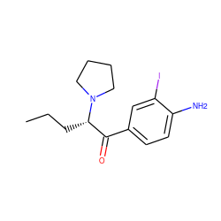 CCC[C@@H](C(=O)c1ccc(N)c(I)c1)N1CCCC1 ZINC000042919843