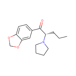 CCC[C@@H](C(=O)c1ccc2c(c1)OCO2)N1CCCC1 ZINC000021301570