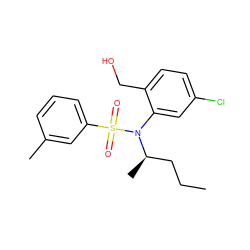 CCC[C@@H](C)N(c1cc(Cl)ccc1CO)S(=O)(=O)c1cccc(C)c1 ZINC000028823162