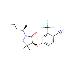 CCC[C@@H](C)N1CC(C)(C)[C@H](Oc2ccc(C#N)c(C(F)(F)F)c2)C1=O ZINC000072119883