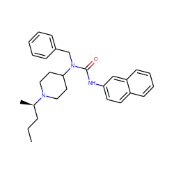 CCC[C@@H](C)N1CCC(N(Cc2ccccc2)C(=O)Nc2ccc3ccccc3c2)CC1 ZINC001772628860