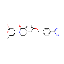 CCC[C@@H](CC(=O)O)N1CCc2cc(OCc3ccc(C(=N)N)cc3)ccc2C1=O ZINC000026571481