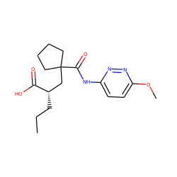 CCC[C@@H](CC1(C(=O)Nc2ccc(OC)nn2)CCCC1)C(=O)O ZINC000034803286