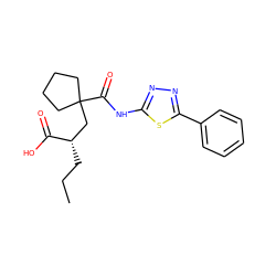 CCC[C@@H](CC1(C(=O)Nc2nnc(-c3ccccc3)s2)CCCC1)C(=O)O ZINC000034803293