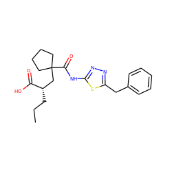 CCC[C@@H](CC1(C(=O)Nc2nnc(Cc3ccccc3)s2)CCCC1)C(=O)O ZINC000034803317