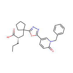 CCC[C@@H](CC1(c2nnc(-c3ccc(=O)n(Cc4ccccc4)c3)o2)CCCC1)C(=O)O ZINC000034803309