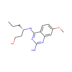 CCC[C@@H](CCO)Nc1nc(N)nc2cc(OC)ccc12 ZINC000205018143