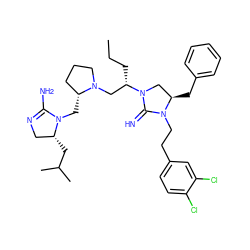 CCC[C@@H](CN1CCC[C@H]1CN1C(N)=NC[C@H]1CC(C)C)N1C[C@@H](Cc2ccccc2)N(CCc2ccc(Cl)c(Cl)c2)C1=N ZINC000064586116