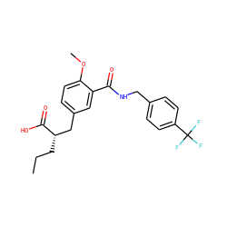 CCC[C@@H](Cc1ccc(OC)c(C(=O)NCc2ccc(C(F)(F)F)cc2)c1)C(=O)O ZINC000012358288