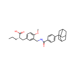 CCC[C@@H](Cc1ccc(OC)c(CNC(=O)c2ccc(C34CC5CC(CC(C5)C3)C4)cc2)c1)C(=O)O ZINC000029127217