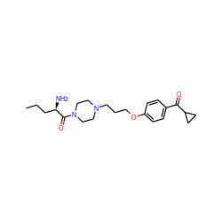 CCC[C@@H](N)C(=O)N1CCN(CCCOc2ccc(C(=O)C3CC3)cc2)CC1 ZINC000013444835