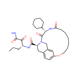 CCC[C@@H](NC(=O)[C@@H]1Cc2ccc3cc2CN1C(=O)[C@H](C1CCCCC1)NC(=O)CCCCCCO3)C(=O)C(N)=O ZINC000010743297