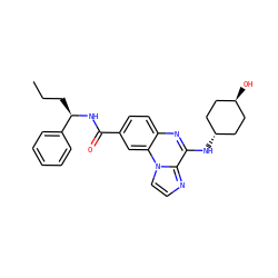 CCC[C@@H](NC(=O)c1ccc2nc(N[C@H]3CC[C@H](O)CC3)c3nccn3c2c1)c1ccccc1 ZINC000261191779