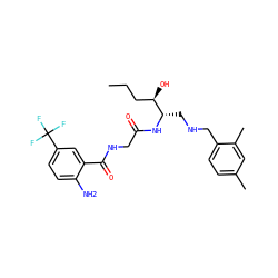 CCC[C@@H](O)[C@H](CNCc1ccc(C)cc1C)NC(=O)CNC(=O)c1cc(C(F)(F)F)ccc1N ZINC000038403857