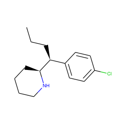 CCC[C@@H](c1ccc(Cl)cc1)[C@@H]1CCCCN1 ZINC000035090380