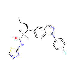 CCC[C@@H](c1ccc2c(cnn2-c2ccc(F)cc2)c1)C(C)(C)C(=O)Nc1nncs1 ZINC000096283968