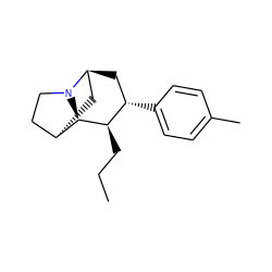 CCC[C@@H]1[C@@H](c2ccc(C)cc2)C[C@H]2C[C@@H]3CCN2[C@H]31 ZINC000261103760