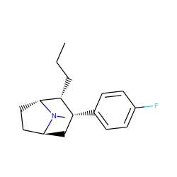 CCC[C@@H]1[C@H](c2ccc(F)cc2)C[C@H]2CC[C@H]1N2C ZINC000100812595