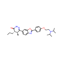 CCC[C@@H]1C(=O)NN=C(c2ccc3nc(-c4ccc(OCCN(C(C)C)C(C)C)cc4)oc3c2)[C@H]1C ZINC000168431145