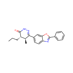 CCC[C@@H]1C(=O)NN=C(c2ccc3nc(-c4ccccc4)oc3c2)[C@H]1C ZINC000168468976