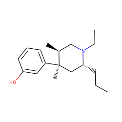 CCC[C@@H]1C[C@@](C)(c2cccc(O)c2)[C@@H](C)CN1CC ZINC000028568076