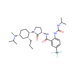 CCC[C@@H]1C[C@H](N(C)C(C)C)CC[C@@H]1N1CC[C@H](NC(=O)c2cc(C(F)(F)F)ccc2NC(=O)NC(C)C)C1=O ZINC000059778756