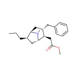 CCC[C@@H]1C[C@H]2[C@H](CC(=O)OC)[C@@H](Cc3ccccc3)C[C@H]1N2C ZINC000103253937