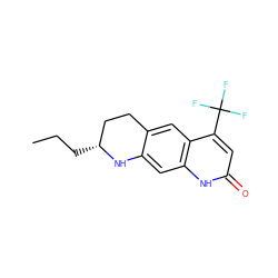 CCC[C@@H]1CCc2cc3c(C(F)(F)F)cc(=O)[nH]c3cc2N1 ZINC000025967380